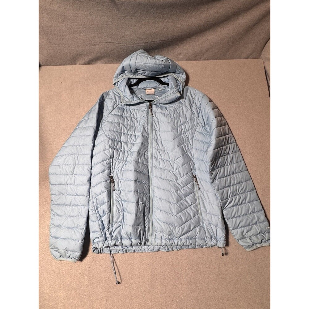 Columbia Omni-Heat Infinity Hooded Puffer Jacket Womens Size XL Gray Joy Peak